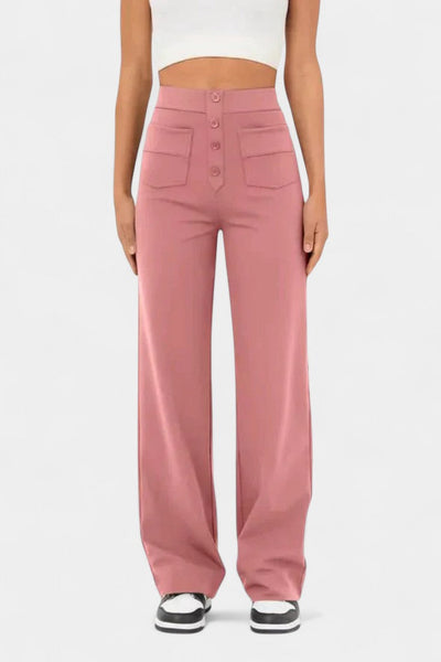 Nova Pantalones Rectos de Cintura Alta