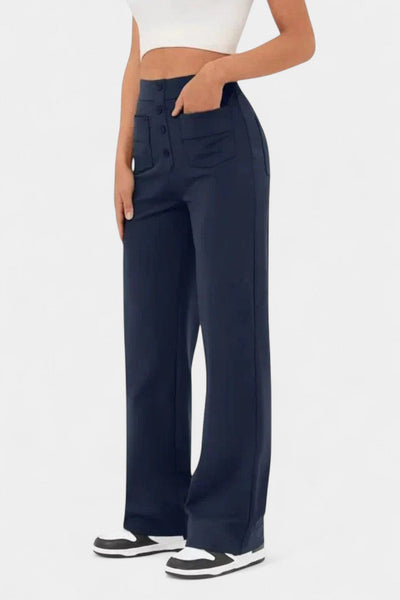 Nova Pantalones Rectos de Cintura Alta