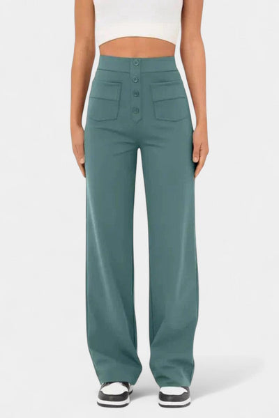 Nova Pantalones Rectos de Cintura Alta