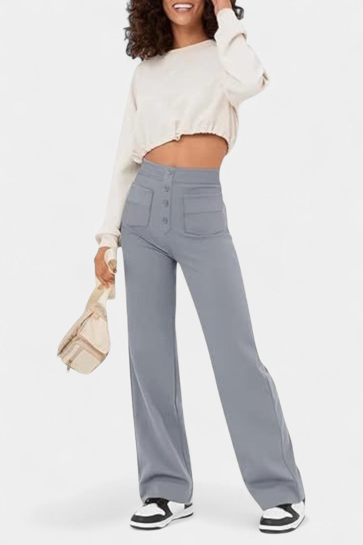 Nova Pantalones Rectos de Cintura Alta